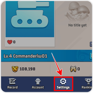 Settings button at bottom