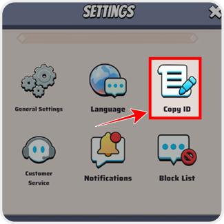 Copy ID in settings